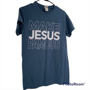 New without tags Make Jesus Famous Tshirt blue white  church spiritual religious